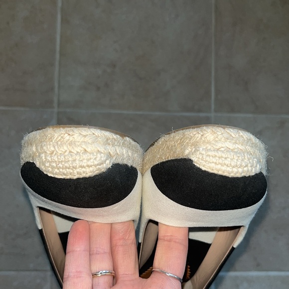 J. CREW Seville Stripe Espadrilles Black and White Perfect Wedge - Picture 9 of 11